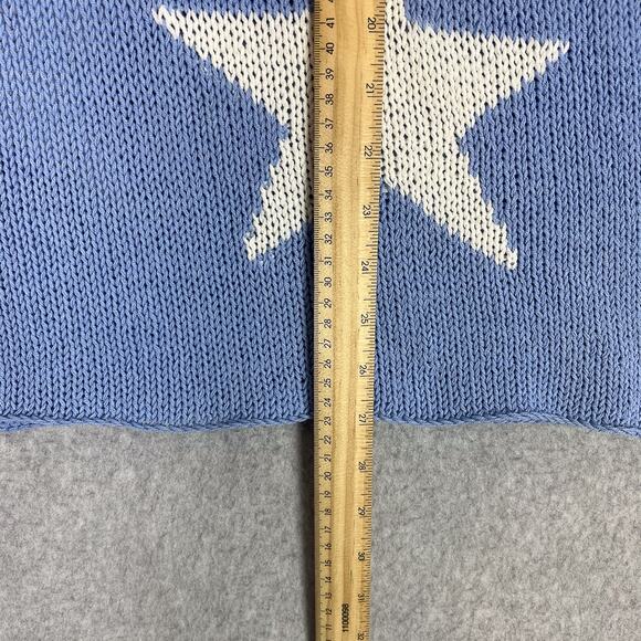 Wooden Ships Blue Star V Neck Long Sleeve Knit Sweater Size M/L - Picture 7 of 9